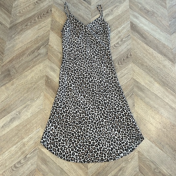 AUDREY 3+1 Dress Womens Sz Medium Brown Animal Print Slip dress - Picture 2 of 12
